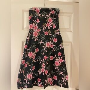 zinc black strapless dress with Pink Floral Print